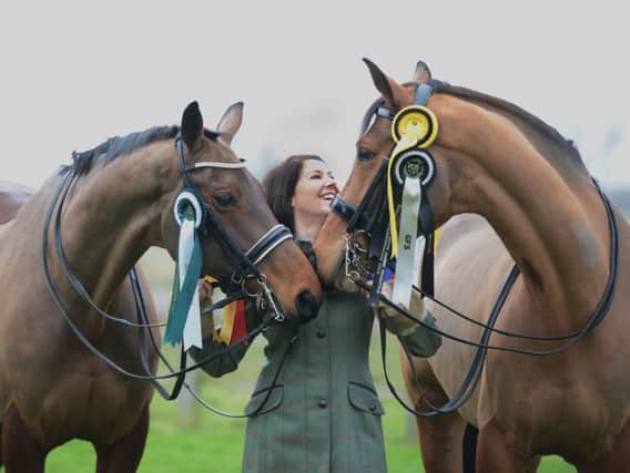 Belton rider Amanda Barrett has qualified for the British Dressage Championships with her two horses l-r Fine and Dandy, and Fiderico.