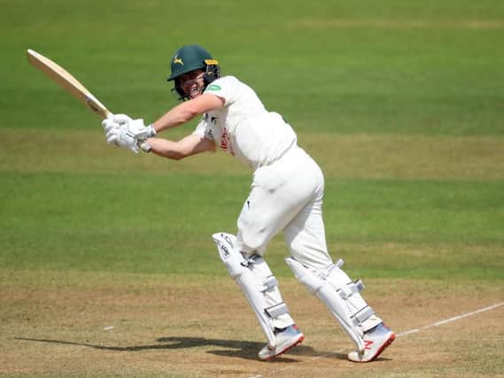 Jake Libby on his way to 77 for Notts at Somerset.