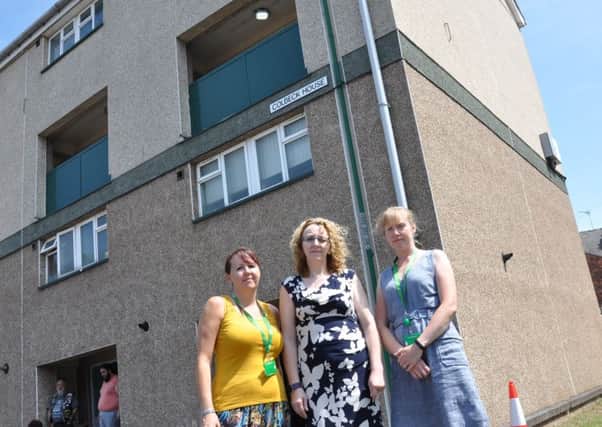Jane Eagan, housing officer, Coun Julie Leigh, and Tammy Haywood, anti social behaviour officer