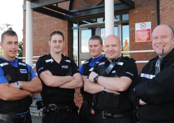 Pictured from left is PCSO Jamie Allison, PC Daniel Cooper, PCSO Ryan Bowskill, PC Christian Hurley and Sgt Neil Bellamy  (w111019-12k)