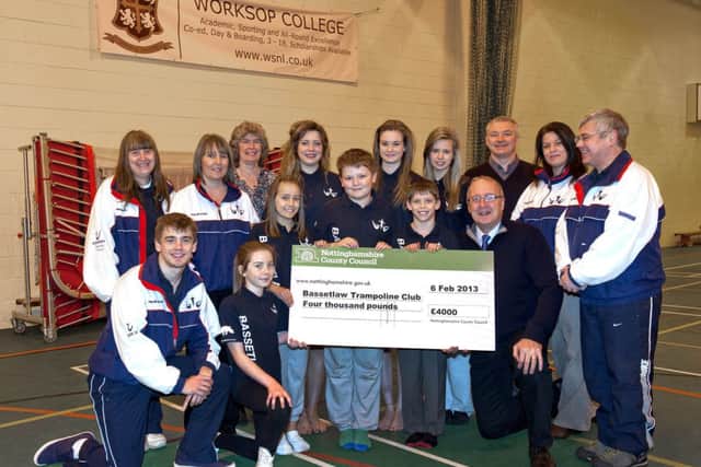 Bassetlaw Trampoline Club were presented with a Sports Legacy funding of £4000 from Nottinghamshire County Council on Wednesday. Cllr John Cottee, chairman of the Culture Committee presented the cheque to club students and staff