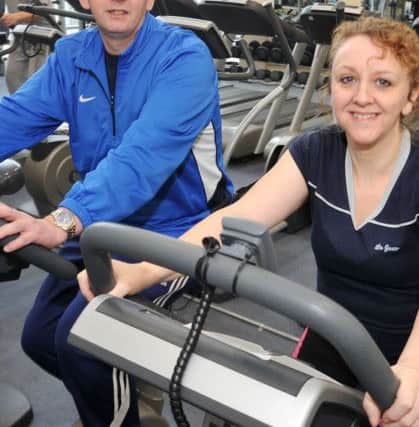 Retford and Worksop leisure centres are to recieve a cash boost to create a new mezzanine floor with brand-new gym equipment, pictured are Peter Clark of Bassetlaw Council with Coun Julie Leigh (w130227-1c)
