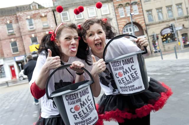 Local dance and sports clubs gathered at Worksop old market place on Saturday for the Cheesy Dance Flash Mob event raising funds for Comic Relief