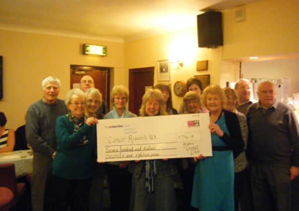 Cheque presentation to Cancer Research UK at Anston Cricket Club