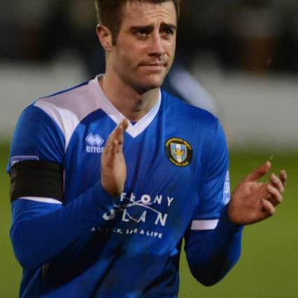 Gainsborough Trinity v Barrow AFC, FA Trophy Fourth Round. Pictured is Gainsborough skipper Michael Leary.
