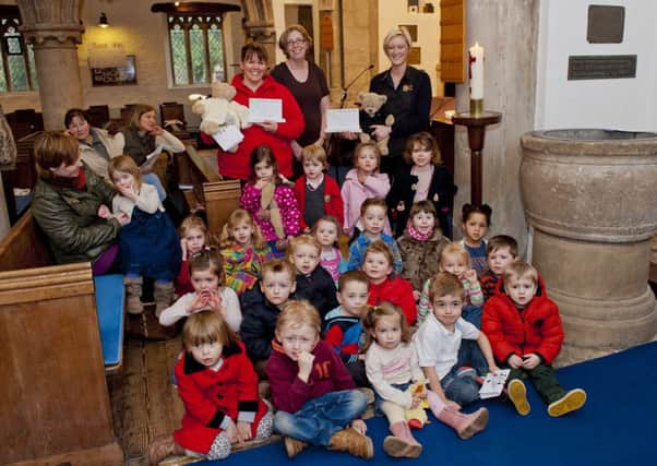 Children andd staff at Granby House Nursery were at St John the Evangelist Church, Carlton-in-Lindrick on Tuesday for the Baptism of Carly and Granby Bear the nursery transition bears. Children and Youth Minister Vicki Richards conducted the service