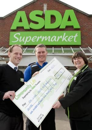 The ASDA store Community Life Fund presented a cheque for £124.74 to the Kilton Community Centre on Monday after it was given the most green coins by customers in their donation schemme. PCSO Ryan Bowskill accepted the donation from Asda store manager