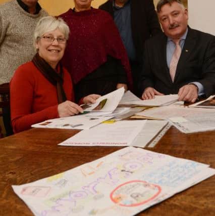 Worksop Civic Society judging a competition by young people to find the best of Worksop G130323-1b