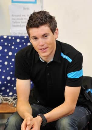 Cyclist Ben Swift visited Laughton All Saints Primary School to talk about his sporting achievements (w130214-1d)