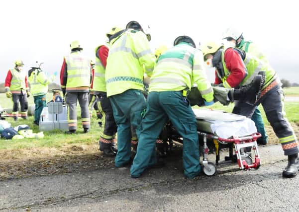 Firefighters tackled a mock collision involving three planes in the biggest exercise Notts Fire and Rescue Service has been involved with in the past decade