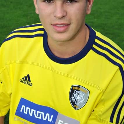Worksop Town FC 2012, pictured is Josh Davies  (w120817-4l)