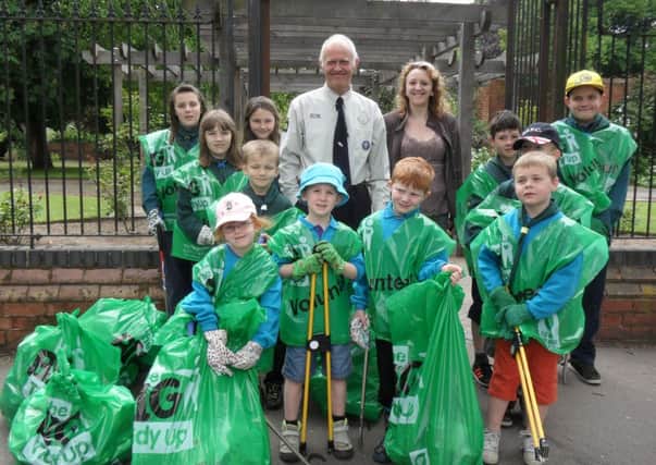 Coun Julie Leigh pictured with local scouts, cubs and beavers who held a litter pick in the Canch