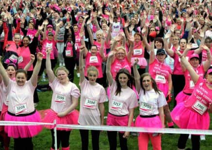 Race For Life at Clumber Park, pictured are some of the thousands during the warm up. (w130624-1d)