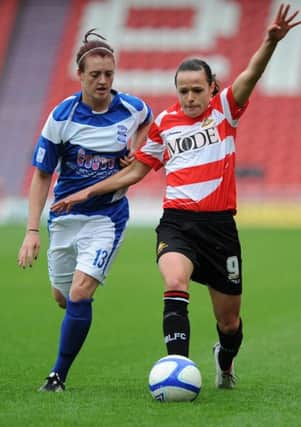 Belles' Aine O'Gorman battles with Birmingham's Jade Moore for the ball.  Picture: Andrew Roe