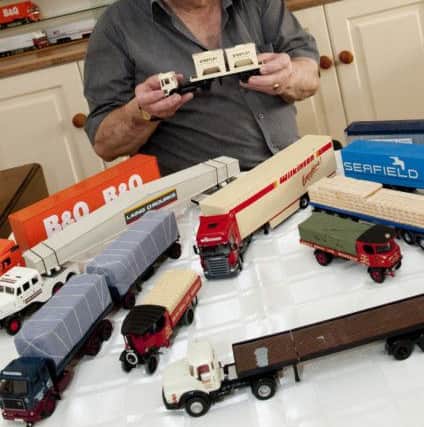 Mick Stone with is display of Dinky Lorries