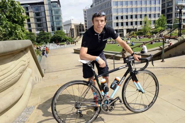 Pictured is Cyclist Dean Downing against the backdrop of the Sheffield Peace Gardens..MY FAVOURITE PLACES