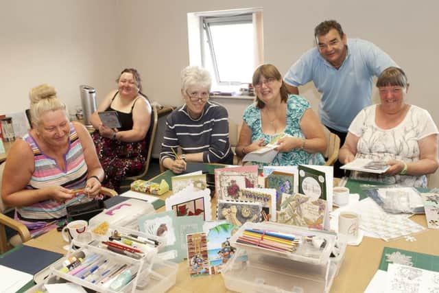 Lets Get Crafty, craft group at Dinnington Resourse Centre. (l-r) Sue Lidster, Kim Littlewood, Val Morley, Ann Sivitter, Sid Adams and Kate Ferrand