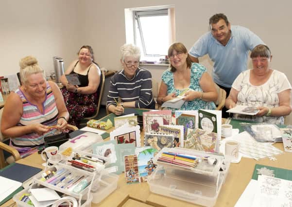 Lets Get Crafty, craft group at Dinnington Resourse Centre. (l-r) Sue Lidster, Kim Littlewood, Val Morley, Ann Sivitter, Sid Adams and Kate Ferrand