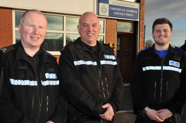The Carlton In Lindrick beat team from left PC John Graham, PC Dave Taylor and PCSO Scott Padley (w120109-8)