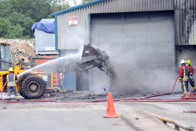 The fire service have returned to the fire at Worksop recycling centre (w130812-1b)