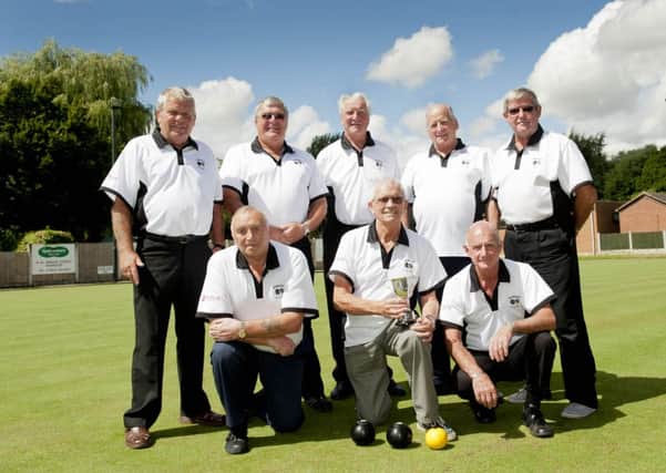 Worksop Cricket and Social Club Bowls Club are the Brierley Cup Crown Green bowling champions (l-r) back row; Dick Woodhouse, David Binch, Norman Rodgers, Ray Pearson, John Dooley. front row; Dave Clark, Trevor Plum (captain) and Roger Merrick