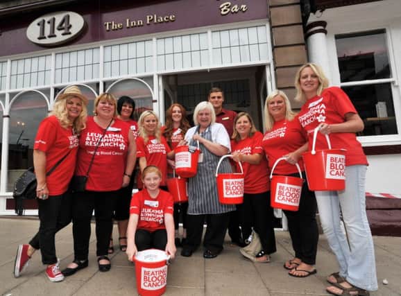 Members of The Whitwell Players Amateur Dramatic Society took part in a sponsored pub crawl for Leukaemia and Lymphoma Research, the girls are pictured outside the Lion Hotel (w130810-4)