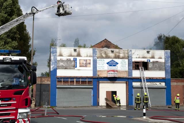 Firefighters tackle a blaze at a former bingo hall in Muglet Lane, Maltby on Monday
