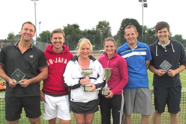 Gainsborough's double winning side - Jon Tyson, Chris Fitzpatrick, Sarah Usher, Sarah Wright, Howard Graham (capt), and Harry Smith