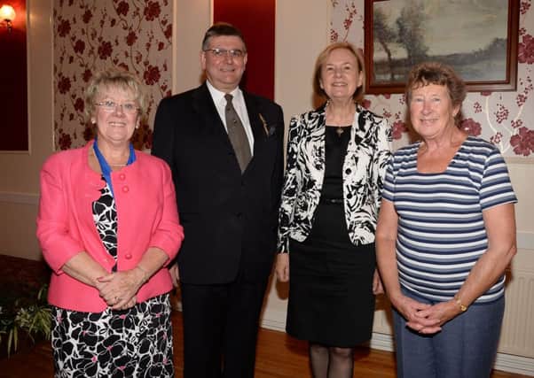 Gainsborough and District Ladies Luncheon Club Septemberv meeting with speaker David Allen and Christine Ellis. Also pictured is Chairman Marion Dickinson and Wendy Waterfield G130913-9a