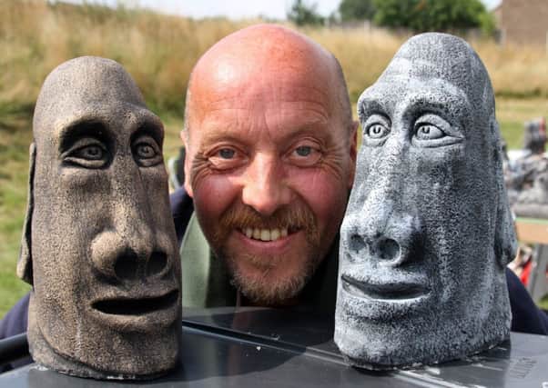 Rob Suttie brought along his concrete orniments to sell at the gala.