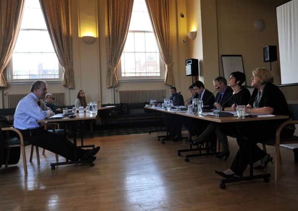 MP John Mann held a two-day inquiry into drugs and alcohol use in Bassetlaw, 10 years after he launched a major inquiry into the heroin epidemic across the district. Pictured is Dr Chris Kenny answering the panels questions (w130131-1a)