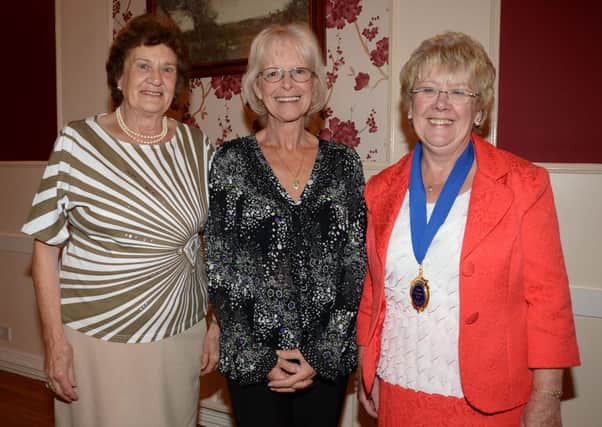 Gainsborough Ladies Luncheon Club October meeting with guest speaker Babs Powell. Also pictured are Janet Hudson and Chairman Marion Dickinson G131011-3a