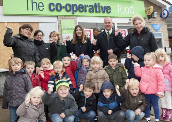Children and staff at Harthill Pre School sang songs  to staff at the village Co-Op store on Monday to say thankyou for all there fundraising efforts