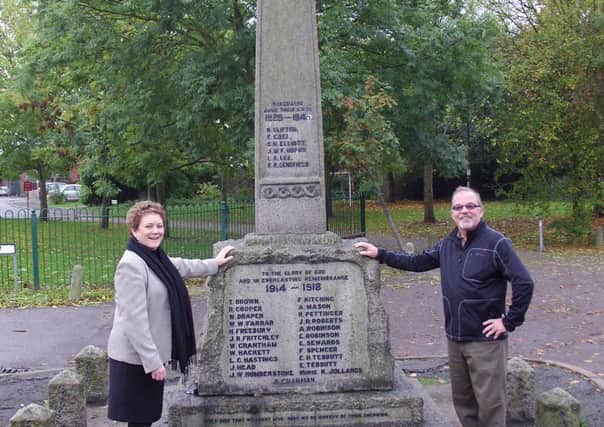 Cllr Hazel Brand and David Seymour at the Misterton War Memorial, and the West Stockwith Memorial