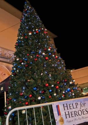 Worksop Town Centre Christmas lights switch on. The Priory Shopping Christmas Tree for Help The Heroes