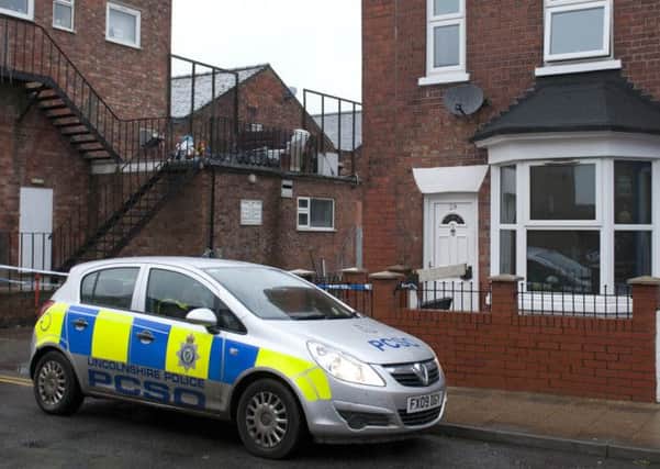 The police scene in Etherington Street, Gainsborough were a dead body was found in a house.