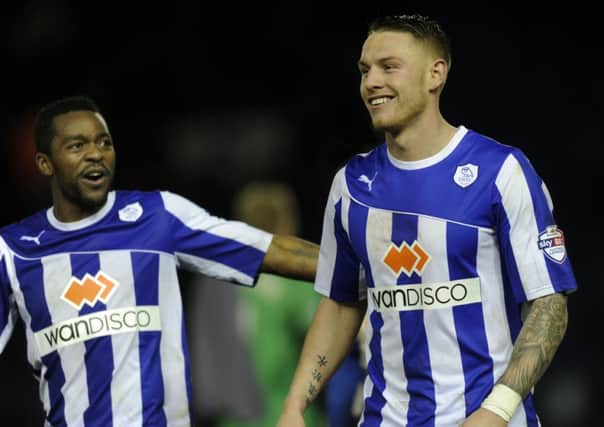 Sheffield Wednesday v Blackpool........All smiles Owls Connor Wickham with Jacques Maghoma.