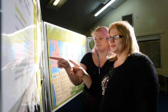 Holocaust exhibition at The Centre for Sport and Learning in Worksop. Pictured are Claire Phillips and Jennie O'Mara
