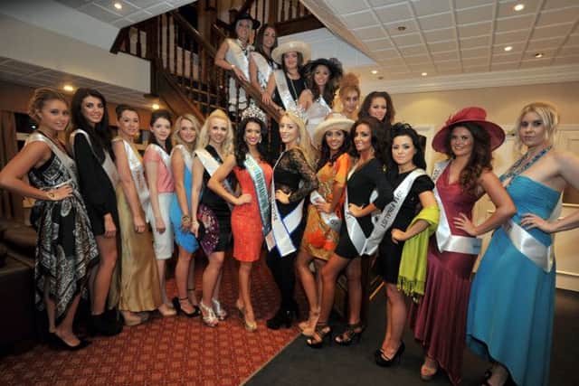 Charity Chicks fashion show in aid of Safe@Last, pictured are finalists of Miss South Yorkshire 2014 before they hit the catwalk
(NWGU-06-02-14 RA 5)
