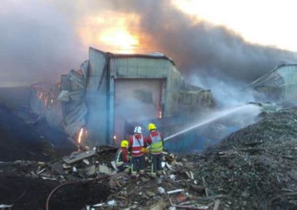Firefighters tackle the blaze at Worksop recycling centre
