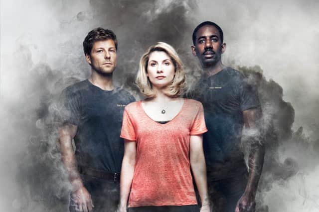 Undated Sky 1 Handout photo from The Smoke. Pictured: Jamie Bamber as Kev, Jodie Whittaker as Trish & Rhashan Stone as Mal. See PA Feature TV Bamber Whittaker. Picture credit should read: PA Photo/BskyB/Matt Holyoak Productions. WARNING: This picture must only be used to accompany PA Feature TVBamber Whittaker. WARNING: These pictures are either BSKYB copyright or under license to BSKYB. They are for BSKYB editorial use only. These pictures may not be reproduced or redistributed electronically without the permission of Sky Stills Picture Desk.
