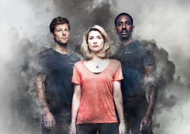 Undated Sky 1 Handout photo from The Smoke. Pictured: Jamie Bamber as Kev, Jodie Whittaker as Trish & Rhashan Stone as Mal. See PA Feature TV Bamber Whittaker. Picture credit should read: PA Photo/BskyB/Matt Holyoak Productions. WARNING: This picture must only be used to accompany PA Feature TVBamber Whittaker. WARNING: These pictures are either BSKYB copyright or under license to BSKYB. They are for BSKYB editorial use only. These pictures may not be reproduced or redistributed electronically without the permission of Sky Stills Picture Desk.