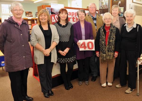 Staff members past and present celebrate Kiveton Library's 40th birthday