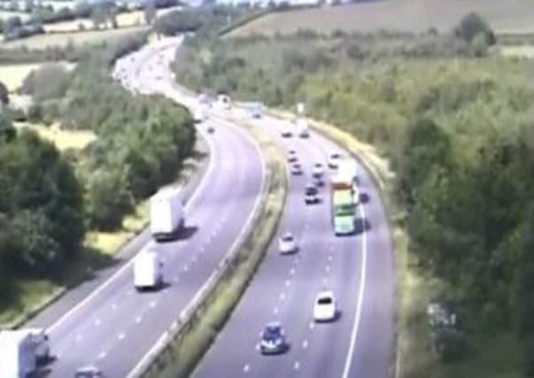 CARAVAN FLIPS OVER ON M1 IN LEICESTERSHIRE