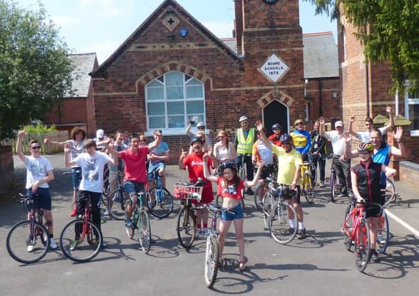Riders before the start of the Misterton charity cycle ride