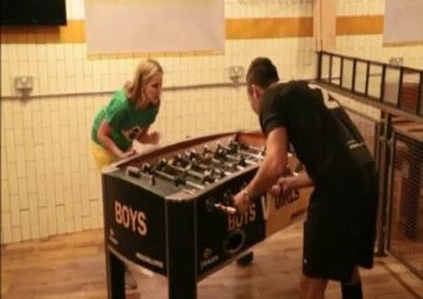 TOWIE V MADE IN CHELSEA IN STRONGBOW'S TABLE FOOTBALL CHALLENGE