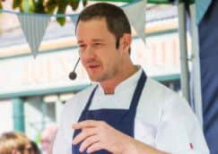 Chef Andrew Laurie showing how its done in the demo kitchen which will be visiting Gainsboroughs Big Food