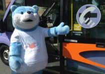 Bookstart Bear getting ready to board the Call Connect bus