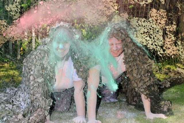 Anne Giblin and Ash Corker, of Rotherham Hospice at the launch of the colour assualt course. Picture: Andrew Roe