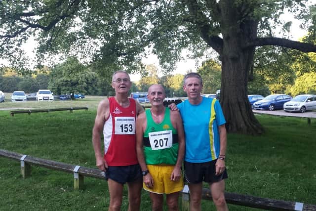 Clowne Road Runners trio Ged Lowe, John Profitt and Dennis Learad all won medals at the Notts County Championship